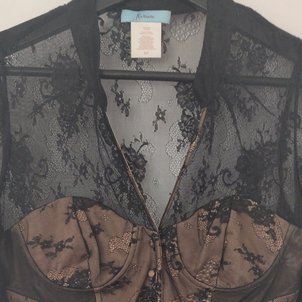 Marciano Black and Tan Lace Top